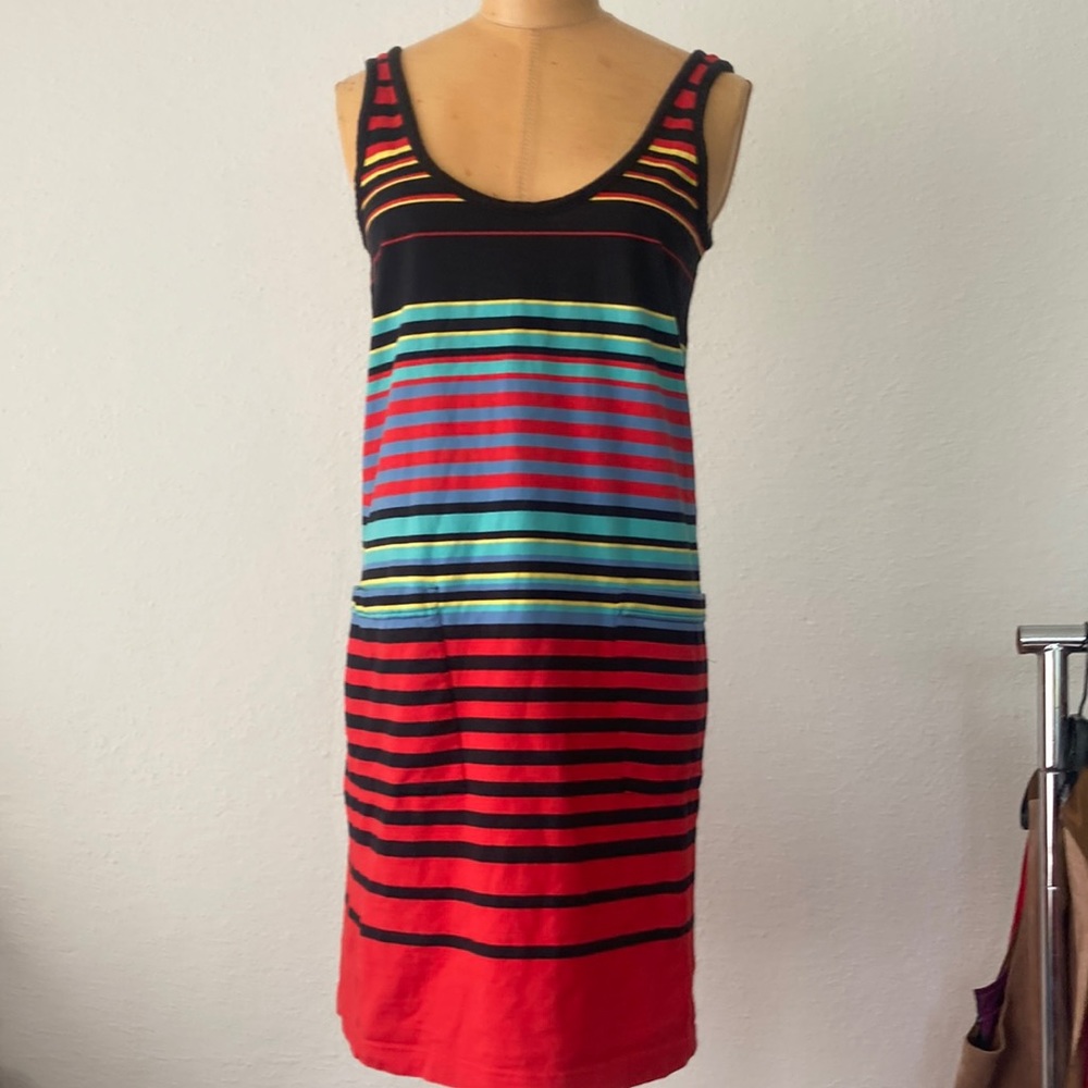 Andrea jovine knee length fitted cotton stripe dress
